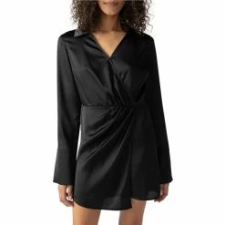 Brand new ⭐ Sanctuary Point Collar Long Sleeve Asymmetrical Hem Faux Wrap 👗 Dress Power Pink 🎁