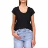 Top 10 🛒 Sanctuary Traveler Twist Scoop Neck Cap Sleeve Pocket Tee Black 🌟