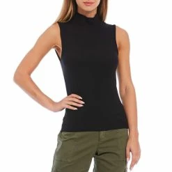 Coupon ๐คฉ Sanctuary Essential Mock Neck Sleeveless Knit Tank Top Black ๐