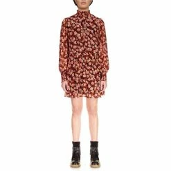 Best Sale 🎉 Sanctuary Blouson Mock Neck Long Sleeve Floral Mini 👗 Dress Strawberry Fields ⌛