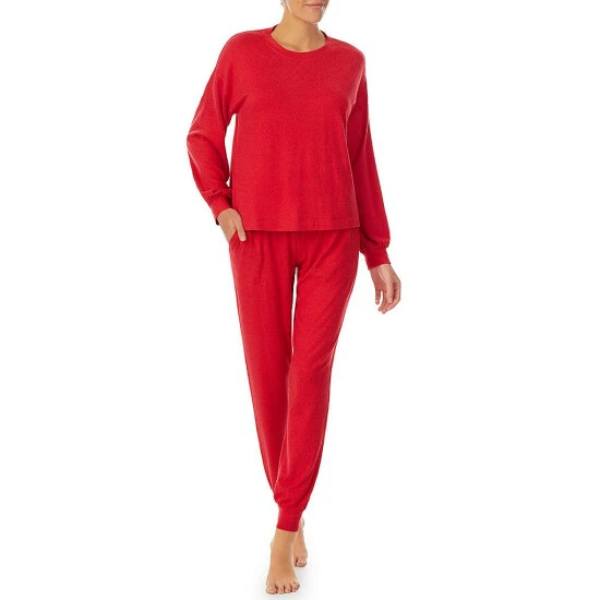 Flash Sale 🌟 Sanctuary Long Sleeve Round Neck Popover & Joggers Sweater Knit Pajama Set Heather Burgundy 🛒