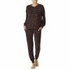 Promo 🌟 Sanctuary Animal Print Long Sleeve Round Neck Pajama Set Brown Print 👏