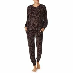 Promo ๐ Sanctuary Animal Print Long Sleeve Round Neck Pajama Set Brown Print ๐