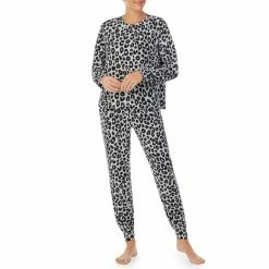 Buy 👏 Sanctuary Animal Print Long Sleeve Round Neck Pullover And Jogger Sweater Knit Pajama Set Grey Print ✨