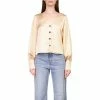 Wholesale 🧨 Sanctuary Satin V-Neck Long Sleeve Button Front Blouse Oat Milk 🛒