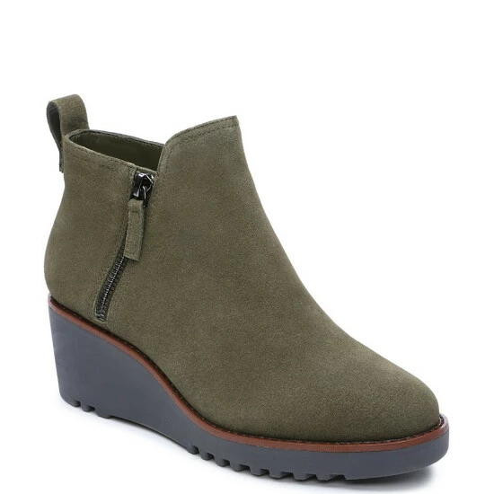 Hot Sale 🧨 Sanctuary Evolve Suede Side Zip Wedge Booties Olive Oil 🤩