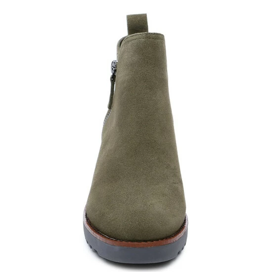 Hot Sale 🧨 Sanctuary Evolve Suede Side Zip Wedge Booties Olive Oil 🤩 - Image 4