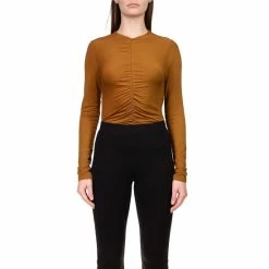 Top 10 ๐ Sanctuary Stretch Jersey V-Neck Long Sleeve Center Ruched Top Spice ๐ฅ