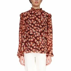 Deals ๐ Sanctuary Romance Popover Mock Neck Long Sleeve Pullover Blouse Strawberry Fields ๐