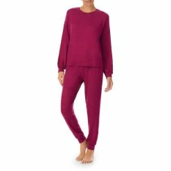 Top 10 ⭐ Sanctuary Long Sleeve Round Neck Popover And Joggers Marled Sweater Knit Pajama Set Purple Print ❤️