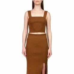 Wholesale ๐ Sanctuary Morello Ribbed Sweater Knit Square Neck Sleeveless Cropped Cami Spice ๐งจ