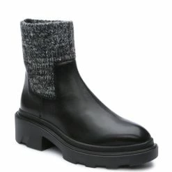 Brand new 😍 Sanctuary Take On Leather And Knit Lug Sole Chelsea 🥾 Boots Black 🤩