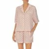 Flash Sale 🛒 Sanctuary Short Sleeve Notch Collar Satin Checkered Print Shorty Pajama Set Rose Check 🎉