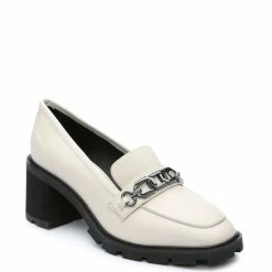 Best Sale 🔥 Sanctuary Primo Leather Chain Detail Lug Sole Heel Loafers Milk 🧨