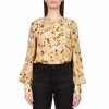 Promo 🧨 Sanctuary Georgette Floral Print Crew Neck Long Puff Sleeve Popover Blouse Cafe Floral 😍