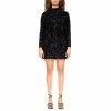 Promo 👏 Sanctuary All Night Long Sequin Fitted Mock Neck Long Sleeve Sheath 👗 Dress Black ✔️
