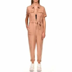 Best Pirce 🥰 Sanctuary Explorer Point Collar Short Cuffed Sleeve Overall Utility Jumpsuit Washed Lion 😀