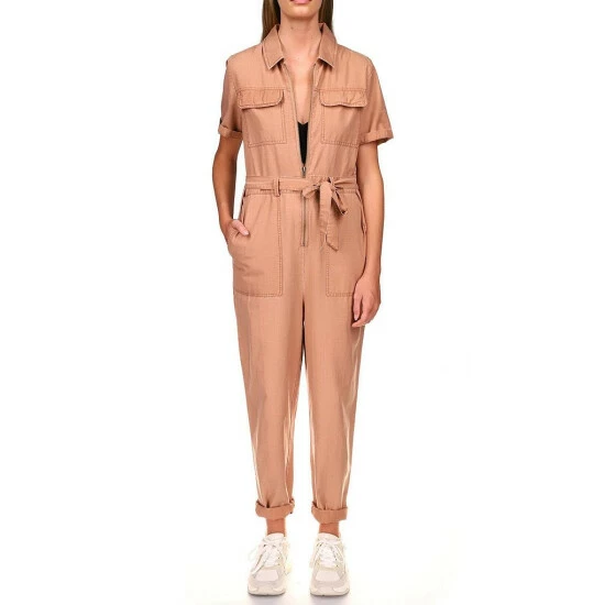 Best Pirce 🥰 Sanctuary Explorer Point Collar Short Cuffed Sleeve Overall Utility Jumpsuit Washed Lion 😀