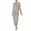 Cheap 😉 Sanctuary Long Sleeve Split V-Neck Knit Floral Print Pajama Set Grey Ditsy ⌛