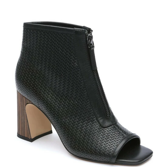 Wholesale 🎁 Sanctuary Ready Leather Peep Toe Zip Shooties Black 😍