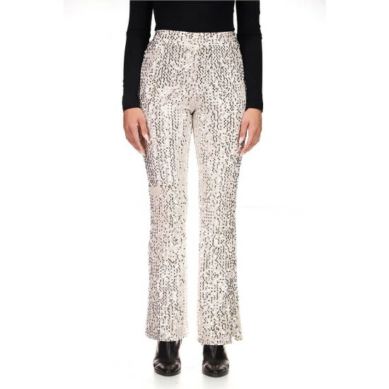 Best Pirce ๐งจ Sanctuary The Kicker Sequin High Rise Charmed Flared Pants Champagne ๐