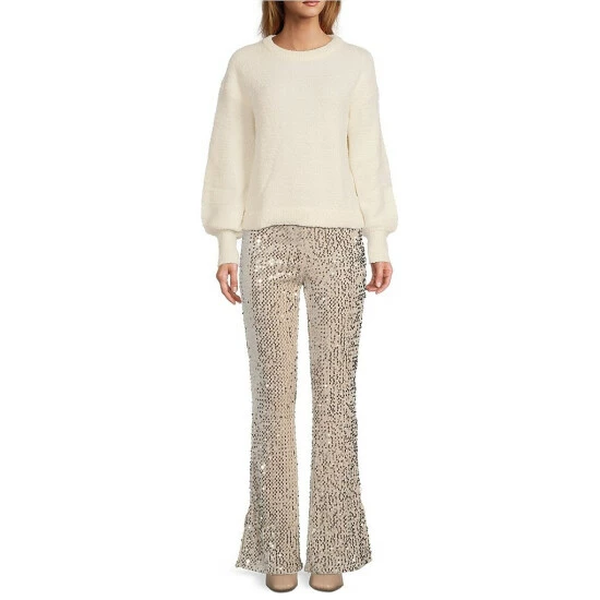 Best Pirce ๐งจ Sanctuary The Kicker Sequin High Rise Charmed Flared Pants Champagne ๐ - Image 3