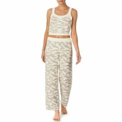 Cheap 🧨 Sanctuary Stone Camo Print Cropped Cami And Long Pants Knit Coordinating Pajama Set Ivory Print 🛒