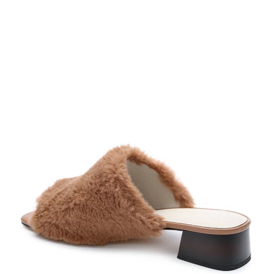 Cheap ๐ Sanctuary Rascal Faux Fur ๐ Dress Slides Acorn โจ - Image 3