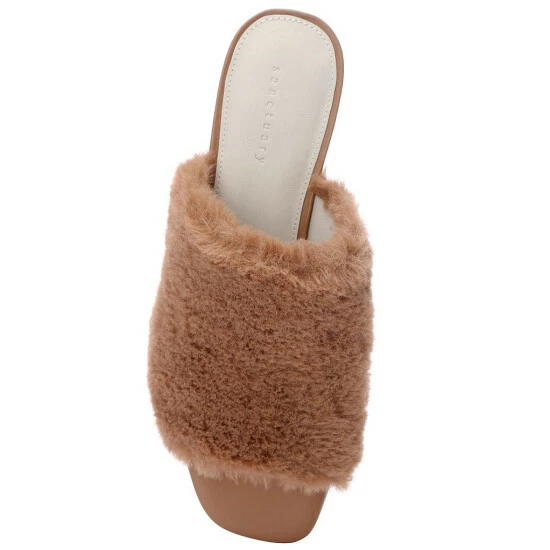 Cheap ๐ Sanctuary Rascal Faux Fur ๐ Dress Slides Acorn โจ - Image 5
