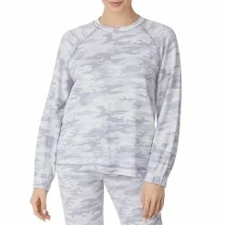 Discount ๐ Sanctuary Grey Camo Print Long Sleeve Crew Neck Coordinating Sleep Top Grey Print ๐