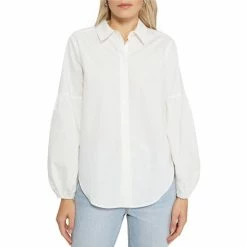 New ๐ฏ Sanctuary Take Two Button Down Tie-Front Point Collar Long Balloon Sleeve ๐ Shirt White ๐คฉ