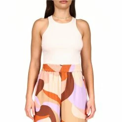 Best Sale ๐ Sanctuary Made You Look Rib Knit Jewel Neck Sleeveless Racerback Tank Buttercream โ