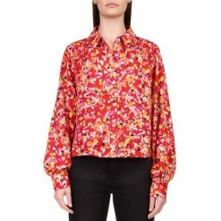 Best Pirce 😀 Sanctuary New Day Long Sleeve Point Collar Floral Print 👚 Shirt Sunset Bloom ⌛