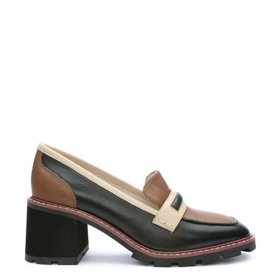 Brand new โ๏ธ Sanctuary Parkside Leather Color Blocked Block Heel Lug Sole Loafers Black/spice ๐งจ - Image 2