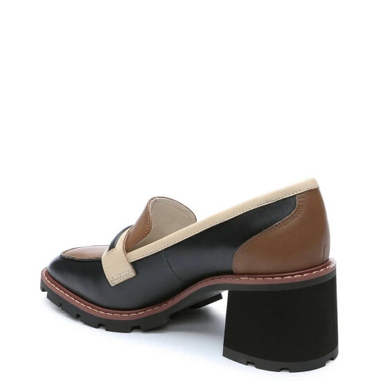 Brand new โ๏ธ Sanctuary Parkside Leather Color Blocked Block Heel Lug Sole Loafers Black/spice ๐งจ - Image 3