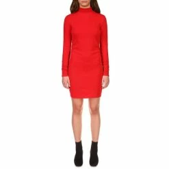 New ๐ Sanctuary Show Stopper Ribbed Knit Open Back Detail Long Sleeve Mock Neck ๐ Dress Ruby ๐