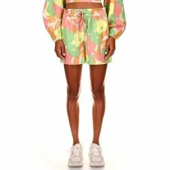 Deals 🛒 Sanctuary On Repeat Floral Mid Rise Drawstring Coordinating Shorts Flower Burst 🌟