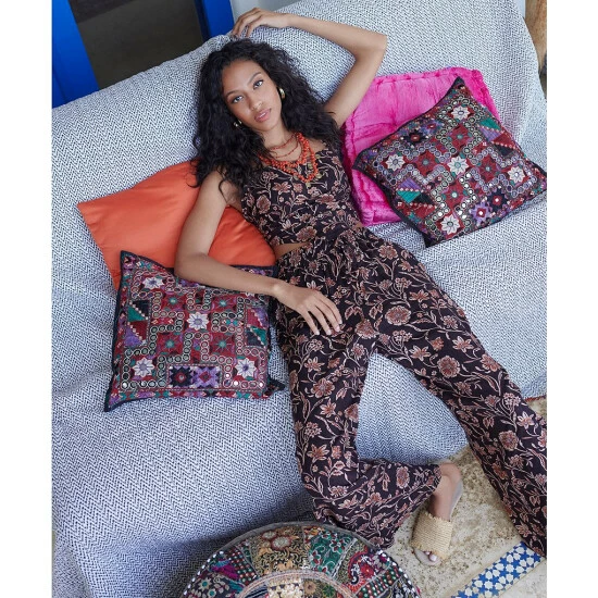 Hot Sale 🔥 Sanctuary Dusk Floral Print Side Slit Wide Leg Pull-On Coordinating Pants 🎁 - Image 4