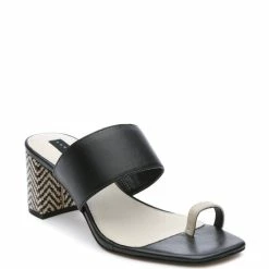 Best reviews of 😍 Sanctuary Bold Leather Toe Loop Chevron Stripe Heel 🩴 Sandals Black 🌟