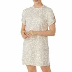 Cheap 🔔 Sanctuary Animal Print Terry Knit Crew Neck Twist Cold Shoulder Short Sleeve Nightshirt Ivory 😉