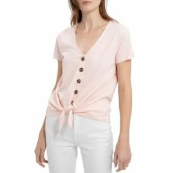 Buy ๐ฅฐ Sanctuary By My Side V-Neck Short Sleeve Button Tie Front Relaxed Top White ๐