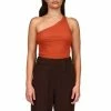 Coupon 🤩 Sanctuary Hot Shot Stretch Organic Cotton Sleeveless Rib Knit Asymmetrical One Shoulder Tank Tangerine 🎁