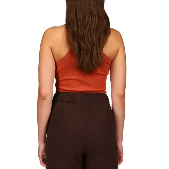 Coupon 🤩 Sanctuary Hot Shot Stretch Organic Cotton Sleeveless Rib Knit Asymmetrical One Shoulder Tank Tangerine 🎁 - Image 2