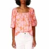 Buy ⭐ Sanctuary Spring Elastic Square Neck 3/4 Volume Sleeve Floral Print Top Melon Field 😀