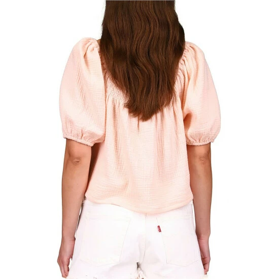 Brand new ๐ฏ Sanctuary Real Love Texture Cotton Gauze Elastic Square Neck Short Puff Sleeve Blouse Rose ๐ - Image 2
