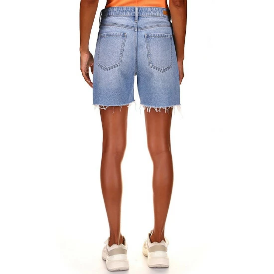 Cheapest 👍 Sanctuary Sidewalk Distressed Fringe Hem Rigid Denim Shorts Fade 🤩 - Image 2
