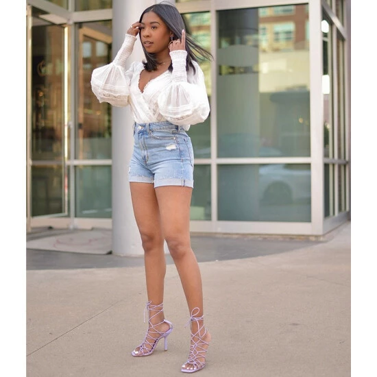 Cheapest 👍 Sanctuary Sidewalk Distressed Fringe Hem Rigid Denim Shorts Fade 🤩 - Image 5